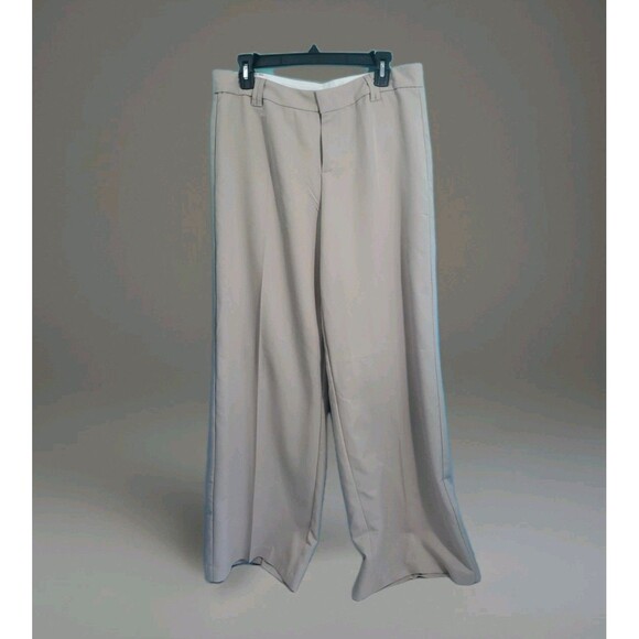 Womens Lightweight Pants Sz 10 Wide Leg High Waist Flat Front  Tan By Divided - Picture 2 of 11
